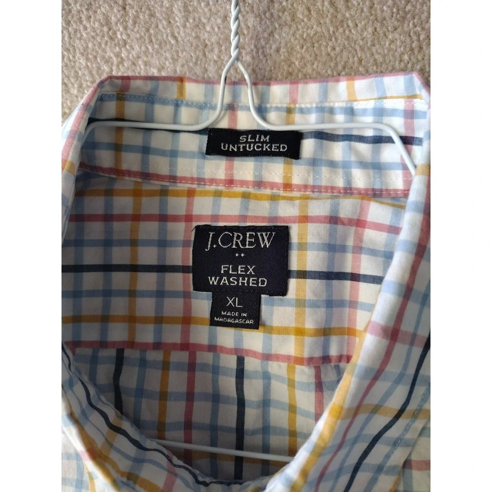 J.Crew Button Down Shirt Men's XL‎ Multicolor Slim Untucked Flex Washed Casual
